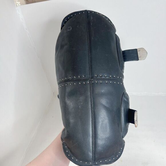 y2k Vintage Michael Kors Astor Black Leather Studded Shoulder Bag Rocker Chic - Picture 7 of 14